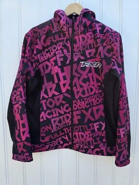 FXR Racing Hot Pink Black Softshell Lined Zip Up Jacket Womens Size 8